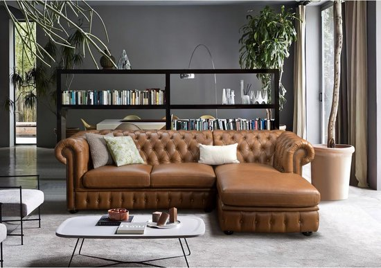 Linea sofa hoekbank chesterfield brenton 100% buffelleer hoek rechts vintage caramel l 274 cm x h 82 cm x d 166 cm d2onkkwj1xya wqvj7j